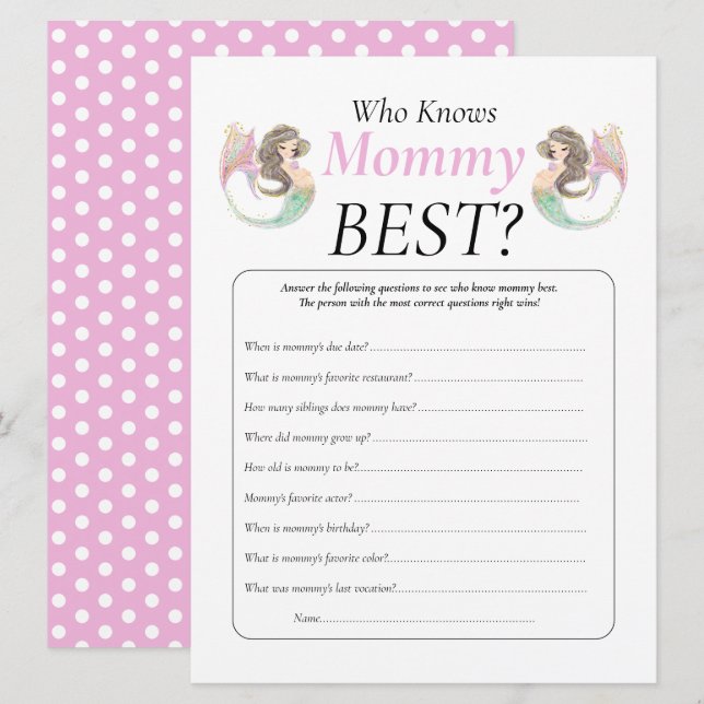 Invitación Ducha de bebé sirena bajo el mar (Anverso / Reverso)