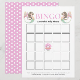 Invitación Ducha de bebé sirena bajo el mar bingo