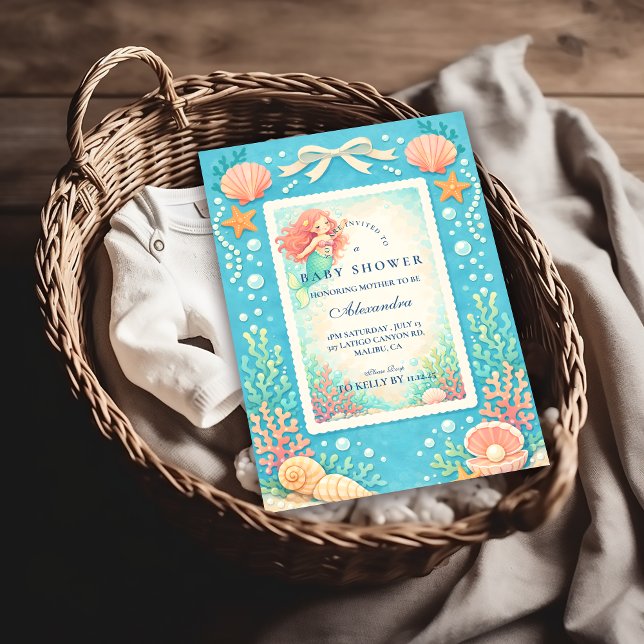 Invitación Ducha de bebé Sirena de la marea de perlas (Subido por el creador)
