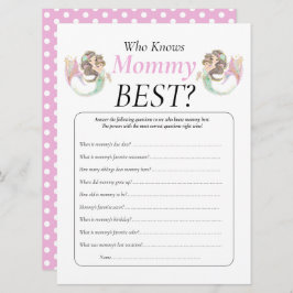 Invitación Ducha de bebé Sirena Morena Mamá Bebé Bajo el Mar