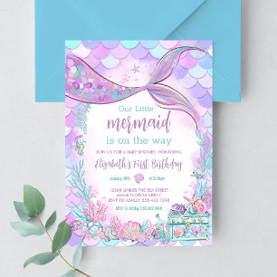 Invitación Ducha de Bebé Sirena Niña