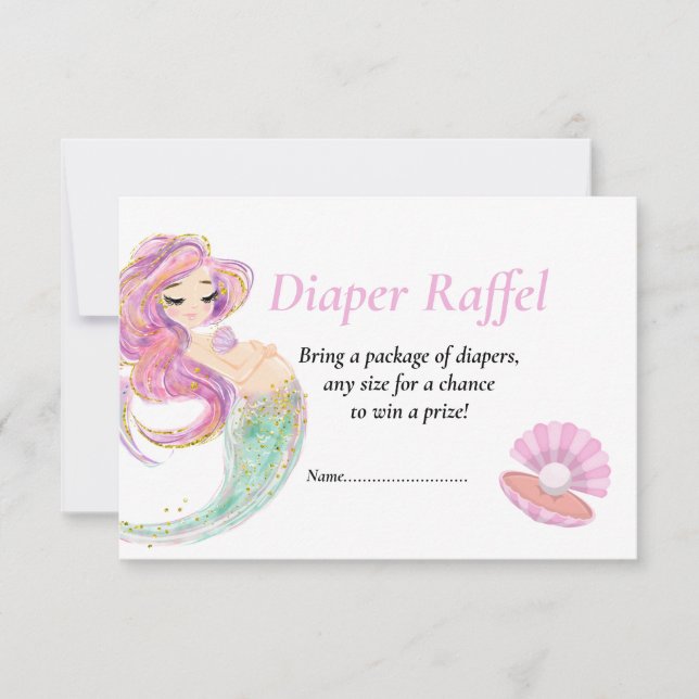 Invitación Ducha de Bebé Sirena Rosa Ráfaga Bajo el Mar (Anverso)