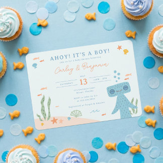 Invitación Ducha de bebé Slumberkins Hammerhead