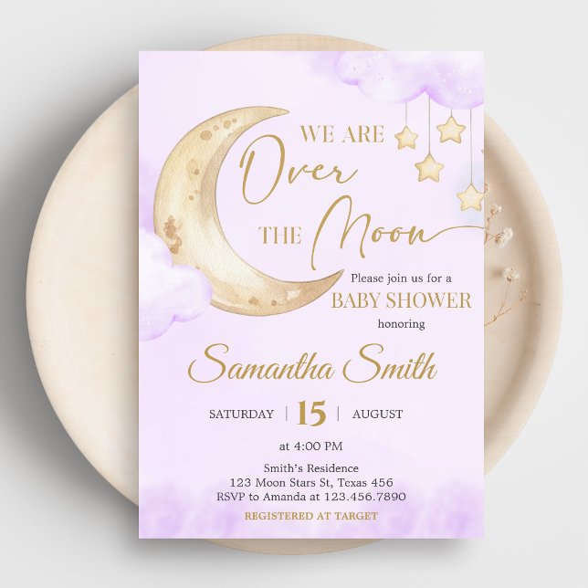 Invitación Ducha de Bebé Sobre la Luna (Over the Moon Baby Shower Invitation)