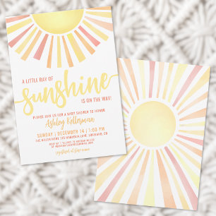 Invitación Ducha de Bebé Sol de Día Neutral en cuanto al Géne