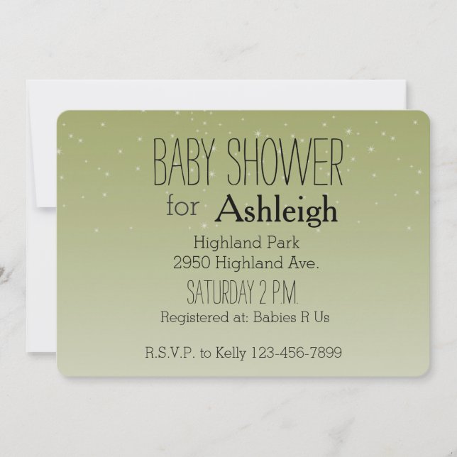 Invitación Ducha de bebé Starlight Gold (Anverso)