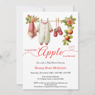 Invitación Ducha de bebé Sweet Little Apple   Otoño Bebé Rúst