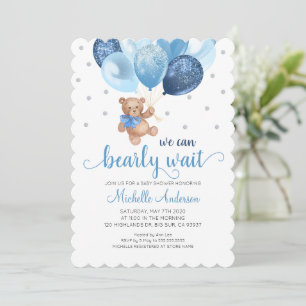 Invitación Ducha de bebé Teddy Bear We Can Bearly Wait
