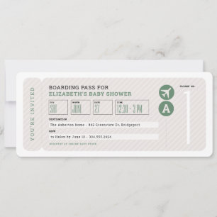 Invitación Ducha de bebé tema de viaje con boleto de avión ne