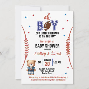 Invitación Ducha de Bebé Tema Fútbol Oh Chico