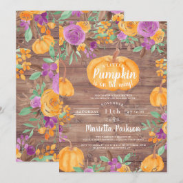 Invitación Ducha de bebé temática de calabaza floral de otoño