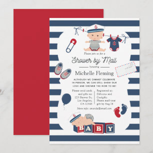 Invitación Ducha de bebé temática náutica por correo