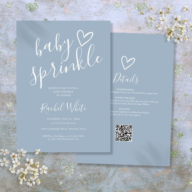 Invitación Ducha de bebé todo en uno Dusty Blue Boy (Dusty Blue Boy All In One Baby Sprinkle Shower Invitation)