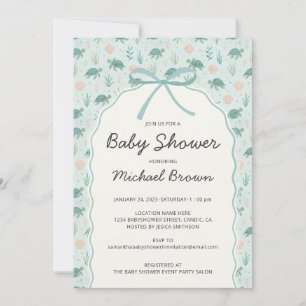 Invitación Ducha de bebé tortuga marina arco océano