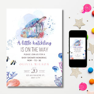 Invitación Ducha de bebé tortuga marina bajo el mar bebé niño