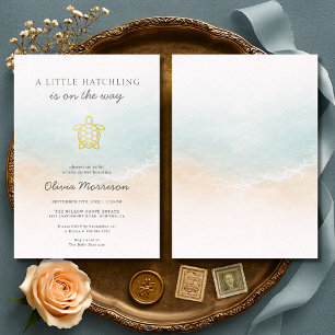 Invitación Ducha de Bebé Tortuga Marina Pequeña Cría