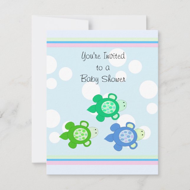 Invitación Ducha de Bebé Tortugas Pequeñas (Anverso)