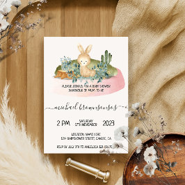 Invitación Ducha de bebé tropical boho animal conejo