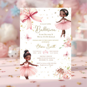 Invitación Ducha de bebé tutú de bailarina afroamericana