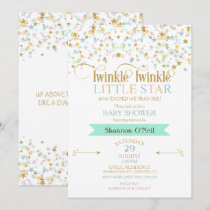 Invitación Ducha de bebé Twinkle Little Star de cualquier col