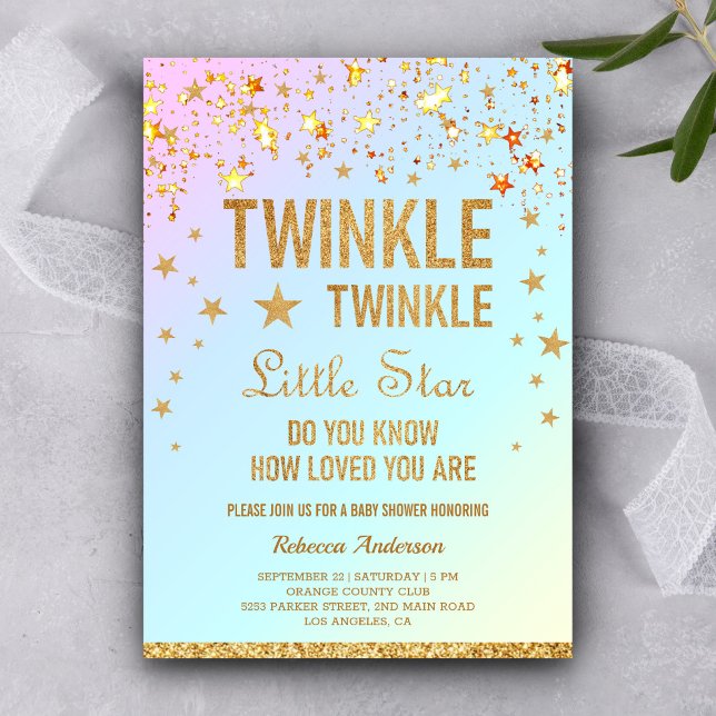 Invitación Ducha de bebé Twinkle Twinkle Little Star (Subido por el creador)
