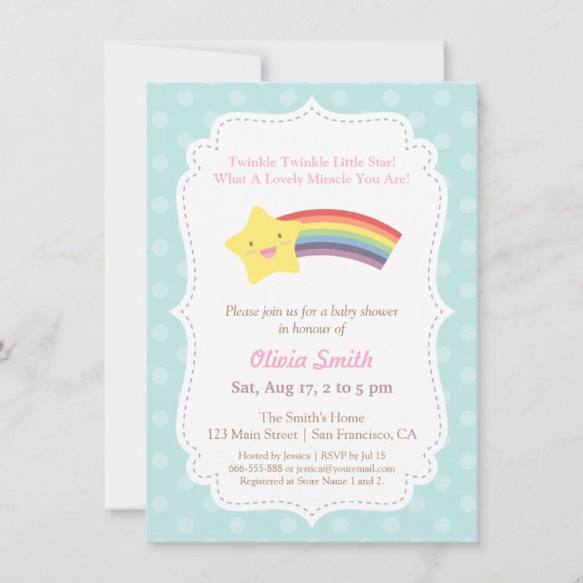Invitación Ducha de bebé Twinkle Twinkle Little Star (Anverso)