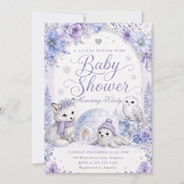 Invitación Ducha de Bebé Un Pequeño Deseo Invernal (Anverso)