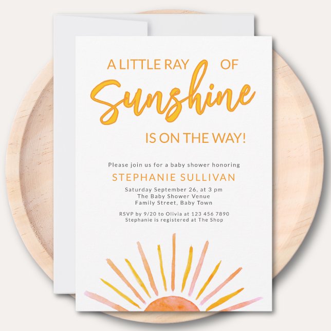Invitación Ducha de bebé Un pequeño rayo de sol (Subido por el creador)