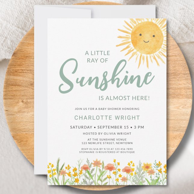 Invitación Ducha de bebé Un pequeño rayo de sol  (Subido por el creador)