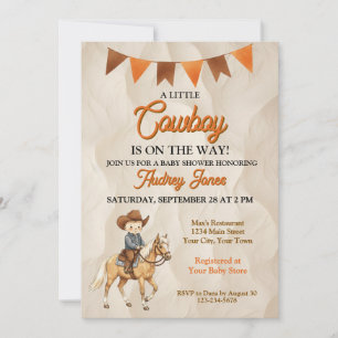 Invitación Ducha de Bebé Un Pequeño Vaquero Está En Camino