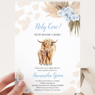 Invitación Ducha de Bebé Vaca Sagrada Azul