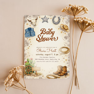 Invitación Ducha de bebé vaquera occidental