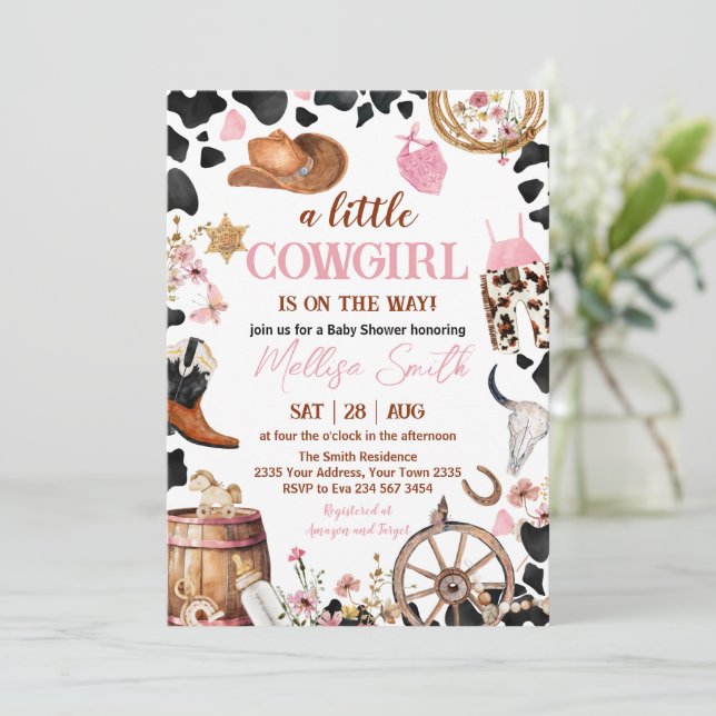 Invitación Ducha de Bebé Vaquera Pequeña (Anverso de pie)