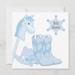 Invitación Ducha de Bebé Vaquero Azul Bebé