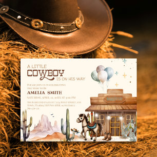 Invitación Ducha de Bebé Vaquero Boho Pequeño Oeste Desierto