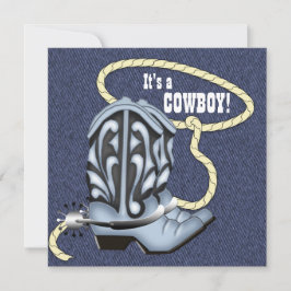 Invitación Ducha de Bebé Vaquero de Mezclilla Azul