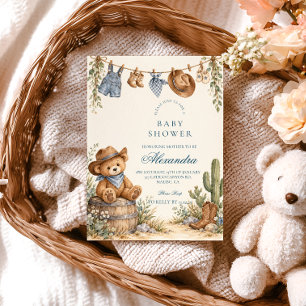 Invitación Ducha de Bebé Vaquero de Osito de Peluche