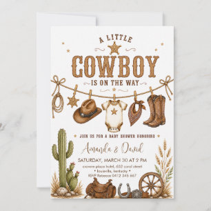 Invitación Ducha de bebé vaquero occidental