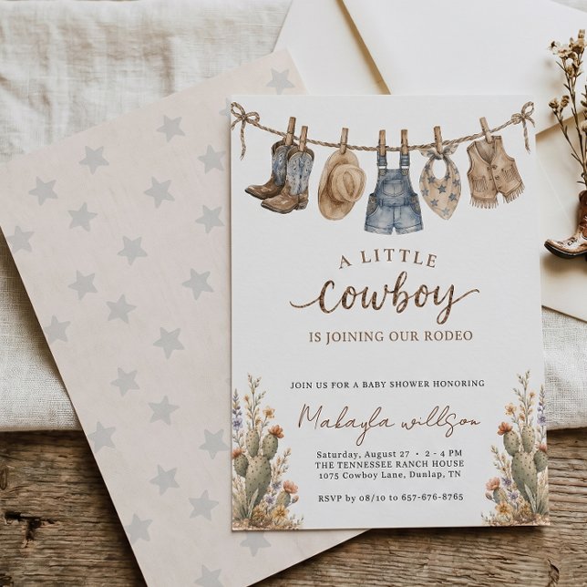 Invitación Ducha de Bebé Vaquero Rústico Rodeo Occidental (Subido por el creador)