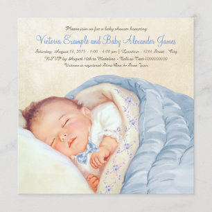 Invitación Ducha de bebé varón vintage