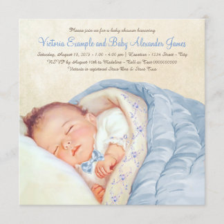 Invitación Ducha de bebé varón vintage