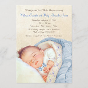 Invitación Ducha de bebé varón vintage