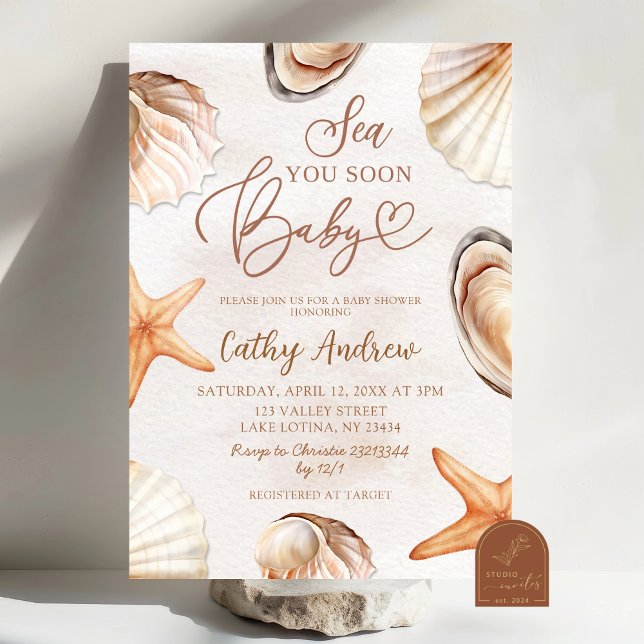 Invitación Ducha de Bebé Verano Océano Mar te Ve Pronto (Subido por el creador)