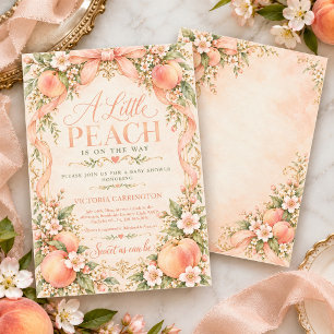 Invitación Ducha de Bebé Vintage de Melocotón Pequeño