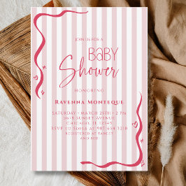 Invitación Ducha de Bebé Vintage Ola de Fresa con Rubor