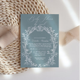Invitación Ducha de bebé Vintage Timeless Floral Blue By Mail