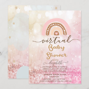 Invitación Ducha de Bebé Virtual Arcoíris Nubes Estrellas Bok