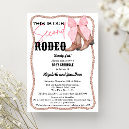 Invitación Ducha de bebé western de lazo rosa segunda rodeo
