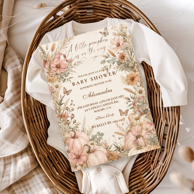 Invitación Ducha de bebé Wildflower Little Pumpkin (Subido por el creador)