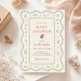 Invitación Ducha de bebé Wildflower Love Bug